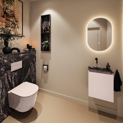 MONDIAZ TURE-DLUX Meuble toilette - 40cm - Rosee - EDEN - vasque Lava - position gauche - sans trou de robinet