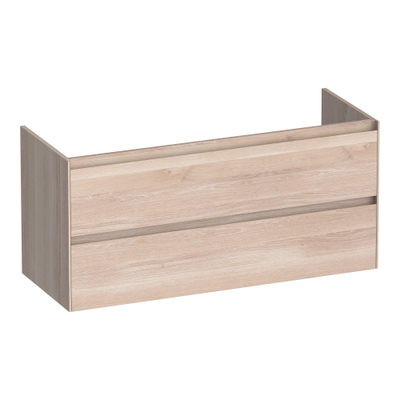 BRAUER Inspire wastafelonderkast 120 2 softclose lades - greeploos - 2 sifon uitsparingen - massief eiken - lamellen eiken wit