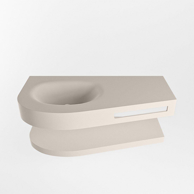 MONDIAZ RIVA Badkamermeubelset - 100x50x5.8cm - 0 lades - Linen mat - 1 kraangat - wasbak links - solid surface linen