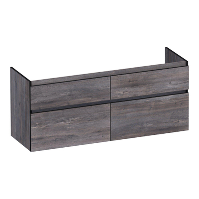 BRAUER Delight Edge wastafelonderkast 140 4 softclose lades - greeploos - 2 sifon uitsparingen - Driftwood