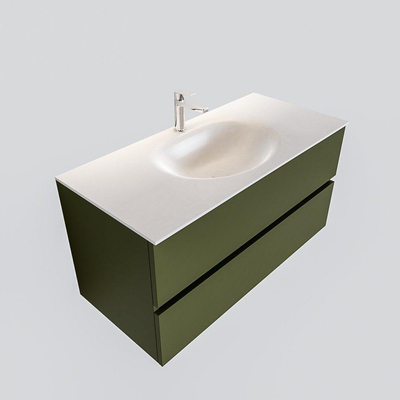 Mondiaz VICA Meuble Army avec 2 tiroirs 100x50x45cm vasque lavabo Moon centre 1 trou de robinet