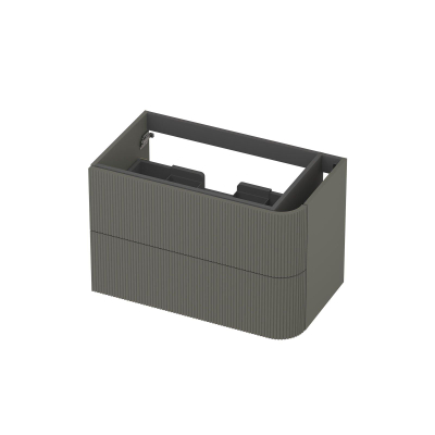 INK Concept R Wastafelonderkast - 80x45x52cm - 2 lades - opliggende grepen - gefreesd - afgeronde hoek rechts - MDF lak - mat beton groen