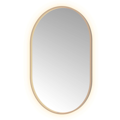 Hotbath &MORE Spiegel Oval - 80x120cm - direct en indirect LED - spiegelverwarming - dimbaar - met afstandsbediening - PVD - geborsteld koper