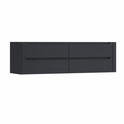 H&R Badmeubelen Juice Wastafelonderkast - 180x45x50cm - rechterhoek afgerond - 4 lades - geïntegreerde greep - Dark blue mat