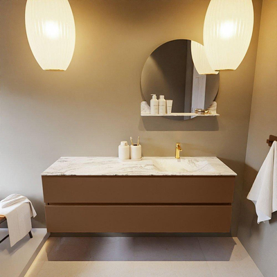 Mondiaz VICA-DLUX Ensemble de meuble de salle de bain - 150cm - meuble sous-vasque reposant - 2 tiroirs - lavabo encastrée cloud droite - 1 trou de robinet - version haute de 60cm - glace