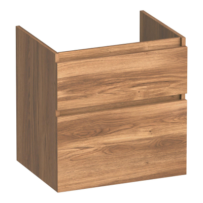 BRAUER Delight meuble sous-lavabo - 60x46x60cm - 2 tiroirs softclose - sans poignées - 1 découpe pour siphon - Honey