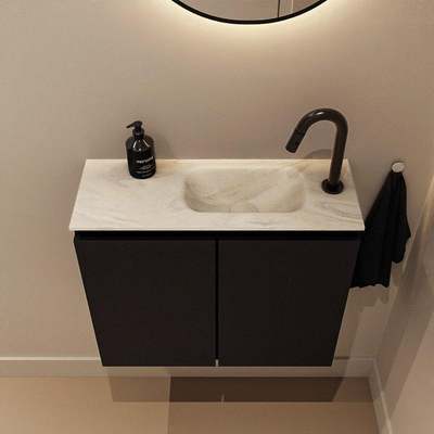 MONDIAZ TURE-DLUX 60cm toiletmeubel Urban. EDEN wastafel Ostra positie rechts. Met 1 kraangat.