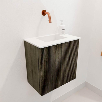 Mondiaz JOYA 40cm meuble de salle de bains WC - couleur Shadow - Vasque FAYE position Milieu Sans trou de robinet couleur Talc