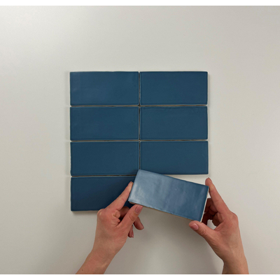 Cifre Ceramica Atlas wandtegel - 7.5x15cm - 8.5mm - Rechthoek - Donkerblauw mat