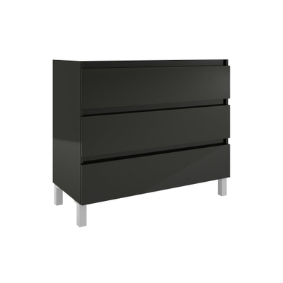 Saniclass Chaci Plus Meuble de salle de bain - 100x46x86cm - plan de toilette - sans trou de robinet - 3 tiroirs - noir mat