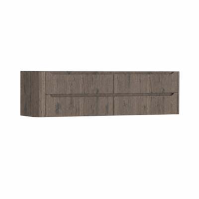 H&R Badmeubelen Juice Wastafelonderkast - 180x45x50cm - linkerhoek afgerond - 4 lades - geïntegreerde greep - Tucson oak