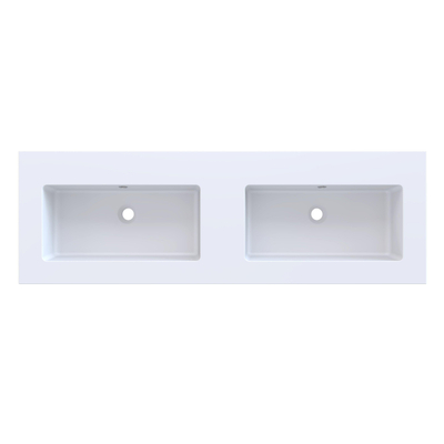 Arcqua Mira Inbouw Wastafel - 141x46x1.5cm - dubbele wasbak - zonder kraangat - cast marble - mat wit