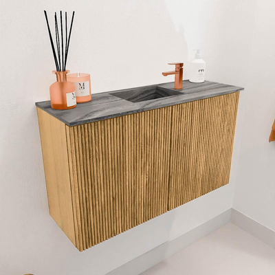 Mondiaz JOYA-DLUX 70cm toiletmeubel - kleur Oak - Wastafel FAYE positie Midden 1 kraangat kleur Sombra.