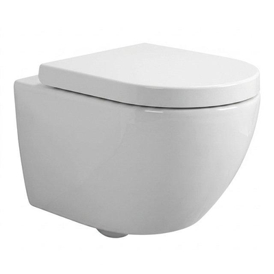 QeramiQ Dely Swirl Compact Ensemble WC - réservoir encastré QeramiQ flush - abattant 25 mm - plaque de commande en marbre blanc - boutons ronds - blanc brillant