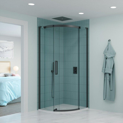Crosswater Optix 10 Offset Douchecabine - 120x90cm - kwartrond - deur rechts - gecoat slate gunmetal (antraciet)