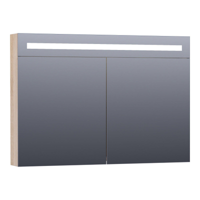 BRAUER Double Face Spiegelkast - 100x70x15cm - verlichting - geintegreerd - 2 links- rechtsdraaiende spiegeldeur - MFC - legno calore