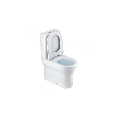 QeramiQ Winner toiletset - 36.6x64.6x87.7cm - staand - verhoogd +6cm - spoelrandloos - met duoblok reservoir - softclose zitting - keramiek - glans wit