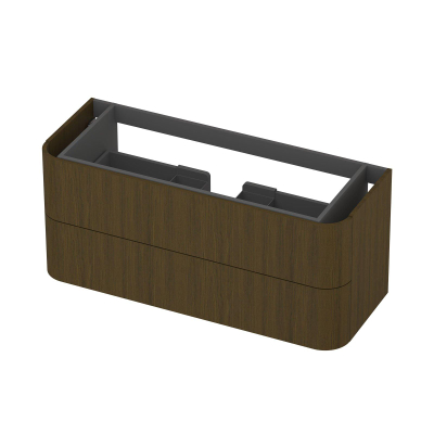 INK Concept R Wastafelonderkast - 120x45x52cm - 2 lades - opliggende grepen - afgeronde hoeken - MDF - shadow veneer