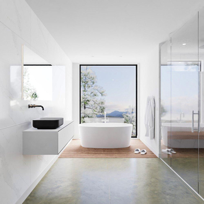Mondiaz Lagom Meuble salle de bains 120x30.9x45cm Solid Surface Urban 1 tiroir avec lavabo BINX vasque à poser Gauche sans trous de robinet