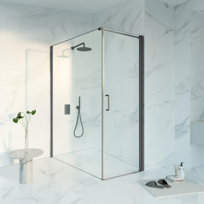 Fortifura Galeria Douchecabine - 70x160x200 - Profiel veiligheidsglas - antikalk - PVD - geborsteld gunmetal (antraciet)