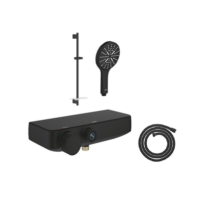 Grohe Grohtherm SmartControl Doucheset - thermostatisch - douchekraan - glijstang - ronde handdouche - doucheslang - phantom black (zwart)