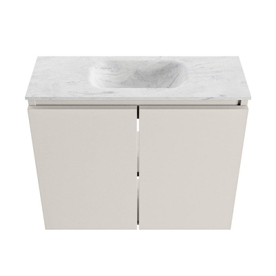 MONDIAZ TURE-DLUX Meuble de toilettes 60 cm Linen. EDEN lavabo Opalo position milieu. Sans trou de robinet.