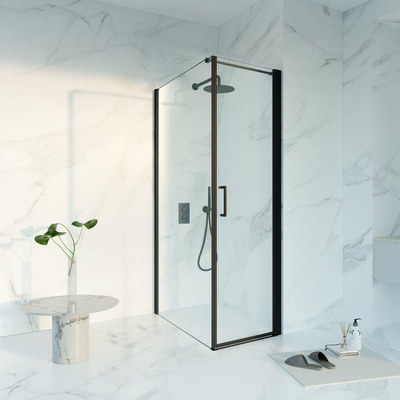 FugaFlow Eccelente Vetro Cabine de douche - 60x100x200 - Profil en verre de sécurité - anti-calcaire - noir mat