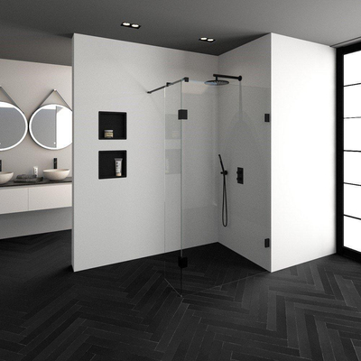 BRAUER Créer Douche à l'italienne - 110x200cm - sans profil - 40cm - paroi latérale - anti-calcaire - verre de sécurité 8mm - anthracite mat
