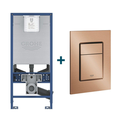 GROHE Rapid SLX réservoir encastré avec cadre incluant la plaque de déclenchement GROHE Skate cosmopolitan brossé Warm Sunset