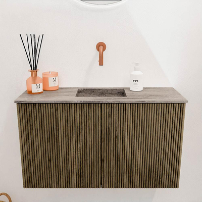 Mondiaz JOYA-DLUX Meuble de toilette 70cm - couleur Dusk - Vasque FAYE position Milieu Sans trou de robinet couleur Oza