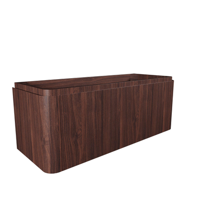 Saniclass Terra Wastafelonderkast - 120cm - 2 lades - wastafel solid surface - 1 wasbakken - 2 kraangaten - afgeronde hoeken - kastanje (walnoot)