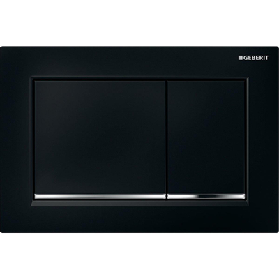 Geberit Omega20 bedieningsplaat - 2-toets spoeling - vierkant - wart/glans - dualflush - chroom zwart