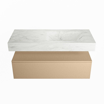 MONDIAZ ALAN - DLUX Badkamermeubelset - 110cm - onderkast - Oro - 1 lade - vrijhangende wastafel - wasbak rechts - 0 kraangaten - Opalo
