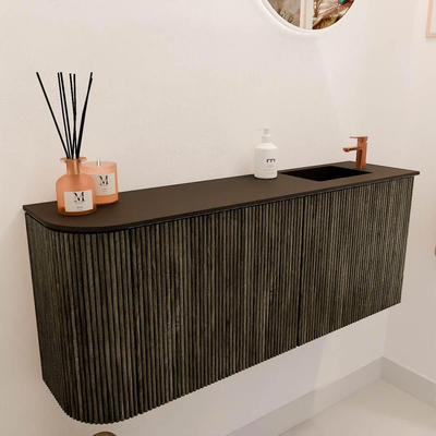 Mondiaz JOYA 101.6cm toiletmeubel - ronding links kleur Shadow - Wastafel FAYE positie Rechts 1 kraangat kleur Urban.