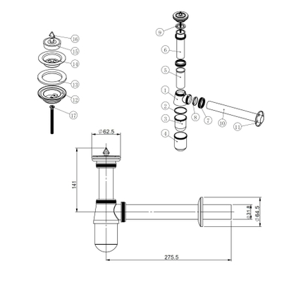 Best Design bouchon & siphon bouteille 2 en 1 5/4 x 32 mm