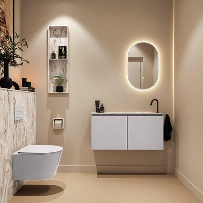 MONDIAZ TURE-DLUX 100cm toiletmeubel Cale. EDEN wastafel Glace positie rechts. Met 1 kraangat.