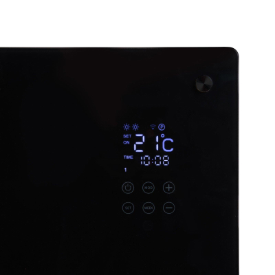 Eurom Alutherm Radiateur convecteur - 67.1x43.8cm - IP24 - 800watt - wifi - mural - Vertical - métal/verre noir mat