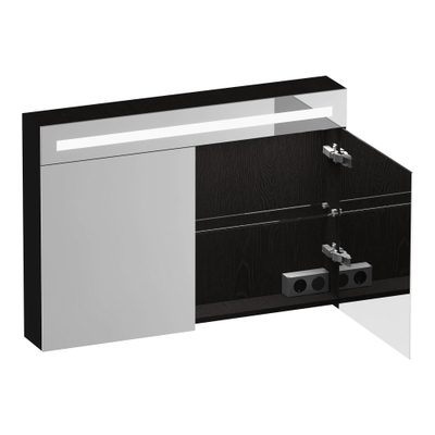 BRAUER Promise Deluxe armoire de toilette - 100x70x15cm - avec éclairage - 2 portes de miroir double face - Timber Black