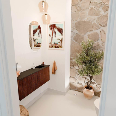 Mondiaz JOYA 100cm meuble de salle de bains - couleur Ruby - Vasque FAYE position Droite 1 trou de robinet couleur Urban.