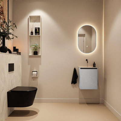 MONDIAZ TURE-DLUX Meuble toilette - 40cm - Plata - EDEN - vasque Ostra - position centrale - sans trou de robinet