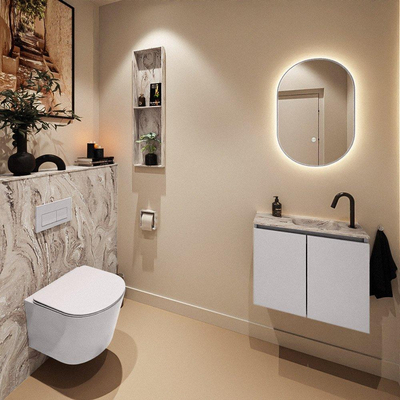 MONDIAZ TURE-DLUX 60cm toiletmeubel Cale. EDEN wastafel Glace positie rechts. Met 1 kraangat.