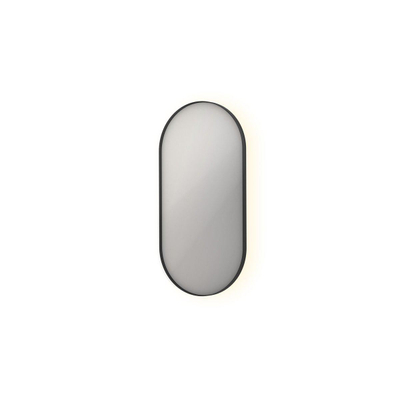 INK SP21 spiegel – ovaal – 50x100 cm – indirecte LED – spiegelverwarming – Zwart mat