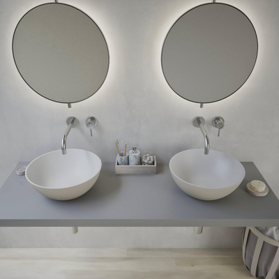 Ideavit Solidthin vasque à poser - 39x39x14.5cm - Solid surface - Ronde - Gris mat