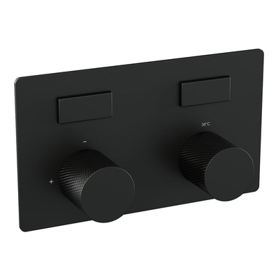BRAUER Black Carving Thermostatische Regendouche inbouw - drukknoppen - SET 71 - 20cm hoofddouche - plafondarm - 3 standen handdouche - doucheslang - geïntegreerde glijstang - zwart mat
