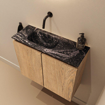 MONDIAZ TURE-DLUX 60cm toiletmeubel Washed Oak. EDEN wastafel Lava positie links. Zonder kraangat.