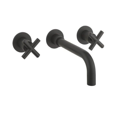 Crosswater MPRO Crosshead Robinet lavabo encastrable 3 trous - avec poignée croix - noir mat