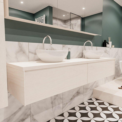 Mondiaz LUSH Meuble salle de bains Underlayment 2 tiroirs 180x30x45cm lavabo BARCO double 2 trous de robinet
