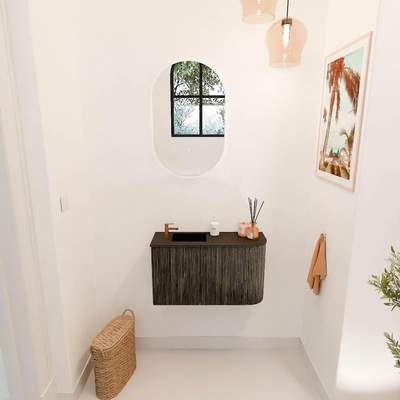 Mondiaz JOYA 71.6cm toiletmeubel - ronding rechts kleur Shadow - Wastafel FAYE positie Links 1 kraangat kleur Urban.