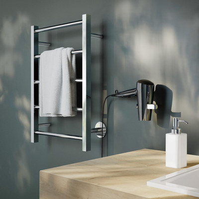Smedbo Dry Handdoekradiator - 50x68.9x11.2cm - ophangen - RVS Gepolijst Edelstaal TWEEDEKANS
