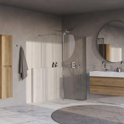 BRAUER Oblivion Inloopdouche - 120x200cm - 30cm zijwand - glascoating - helder glas - Chroom